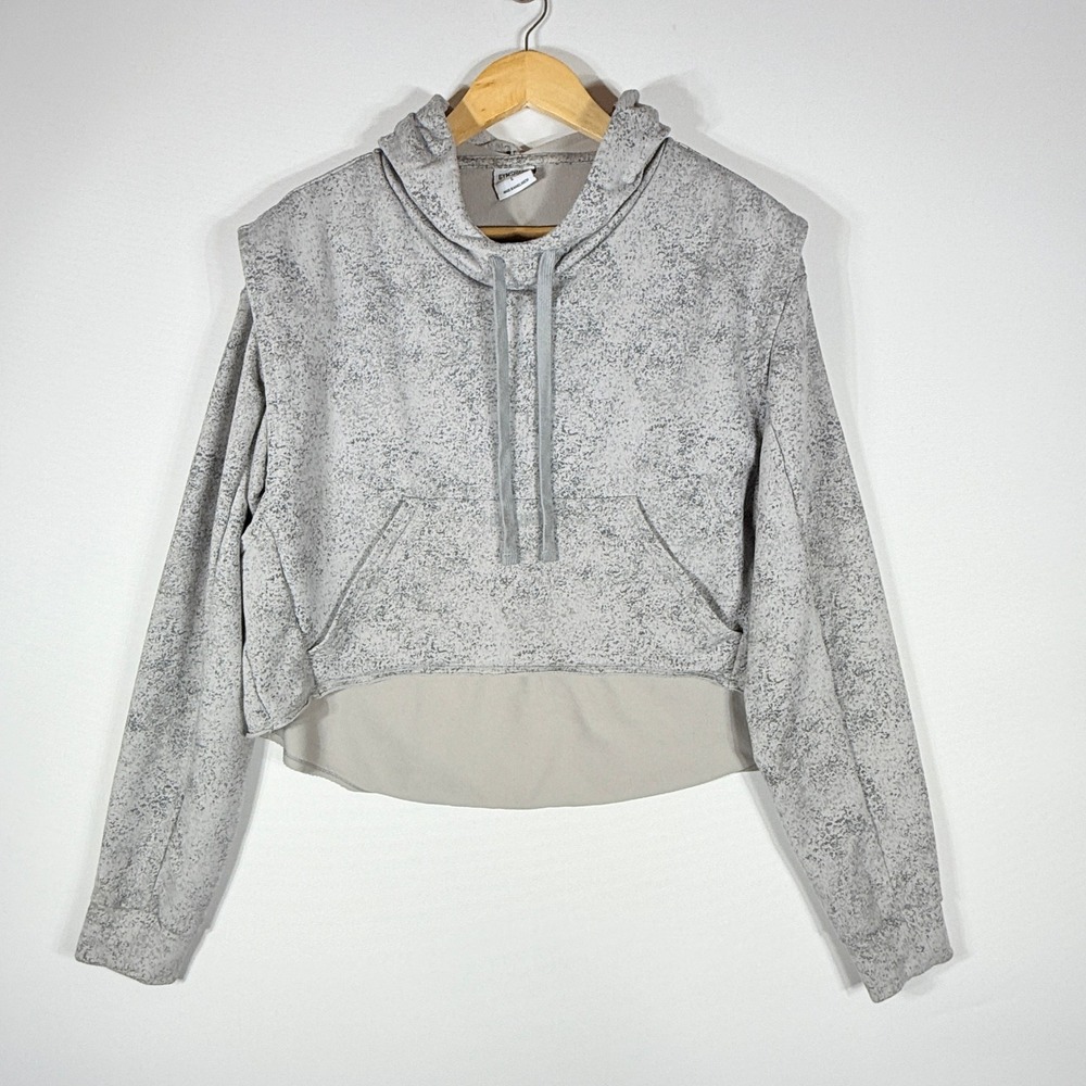 Gymshark Chalk Hoodie Grey Large Pullover Crop Top‎ Long Sleeve Layer Athleisure